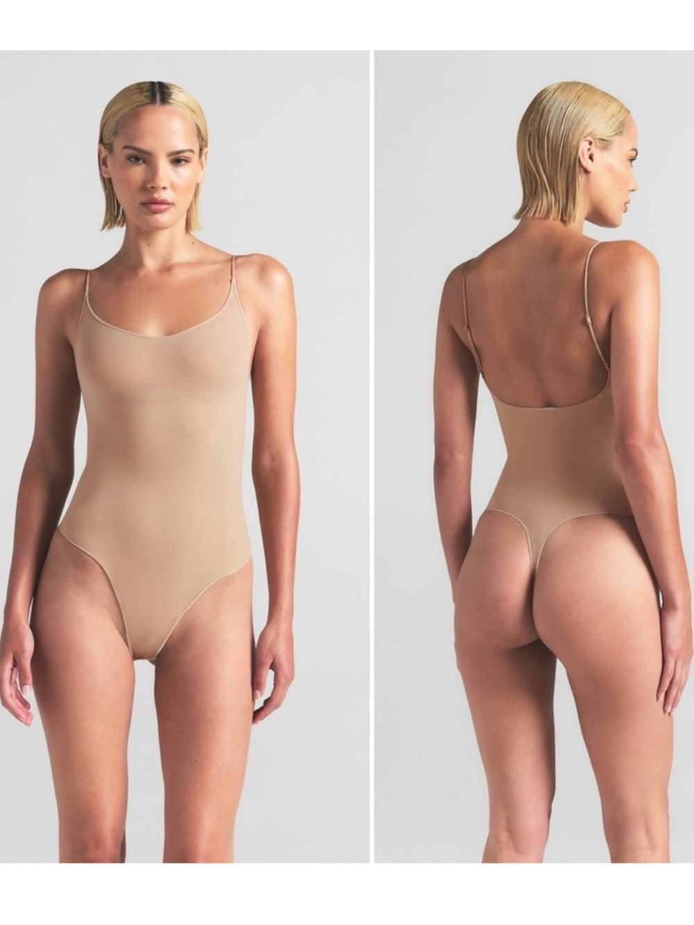 SKIMS Sheer Seamless Thong Bodysuit shapewear clay small (G21) NWT